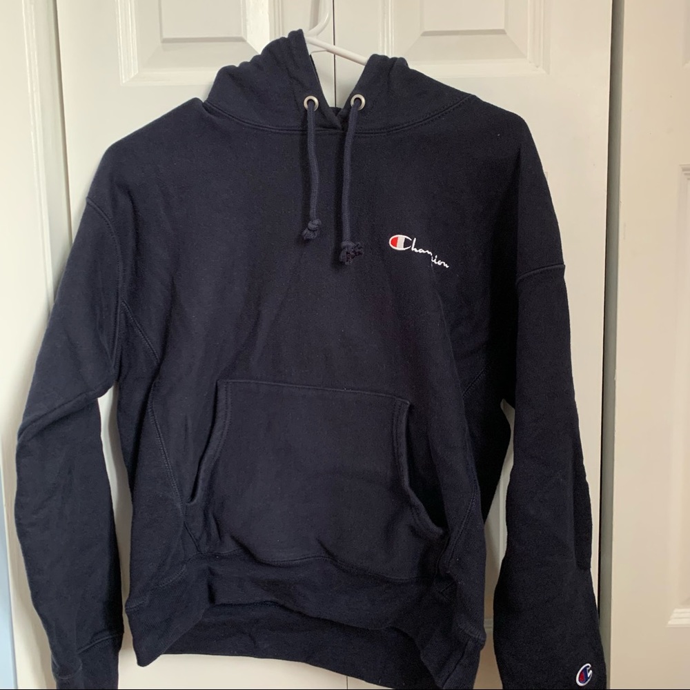 Navy reverse weave champion hoodie